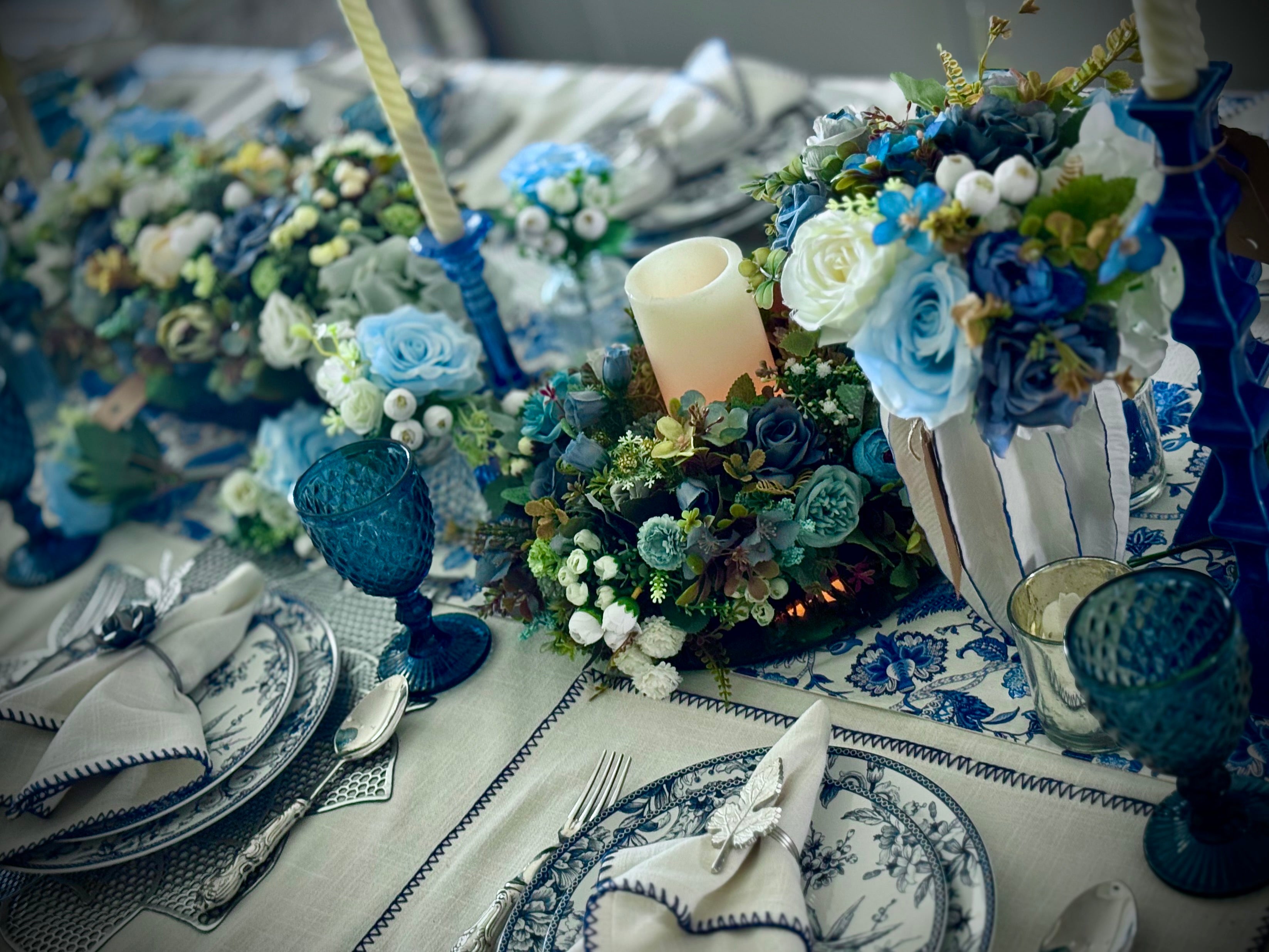 Diwali Blue Bloom Centerpiece