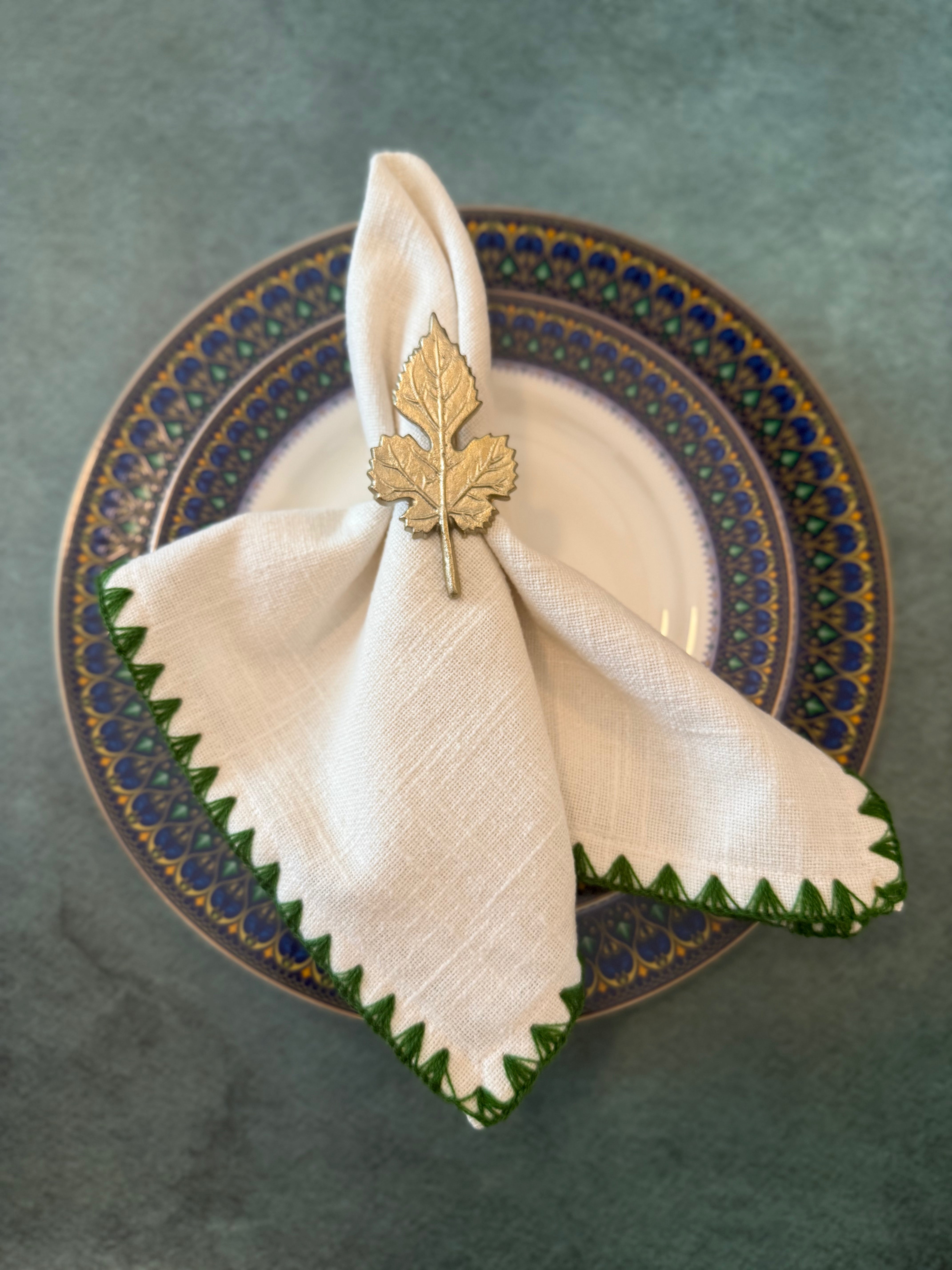 Laurel Leaf Napkin Rings - Gold