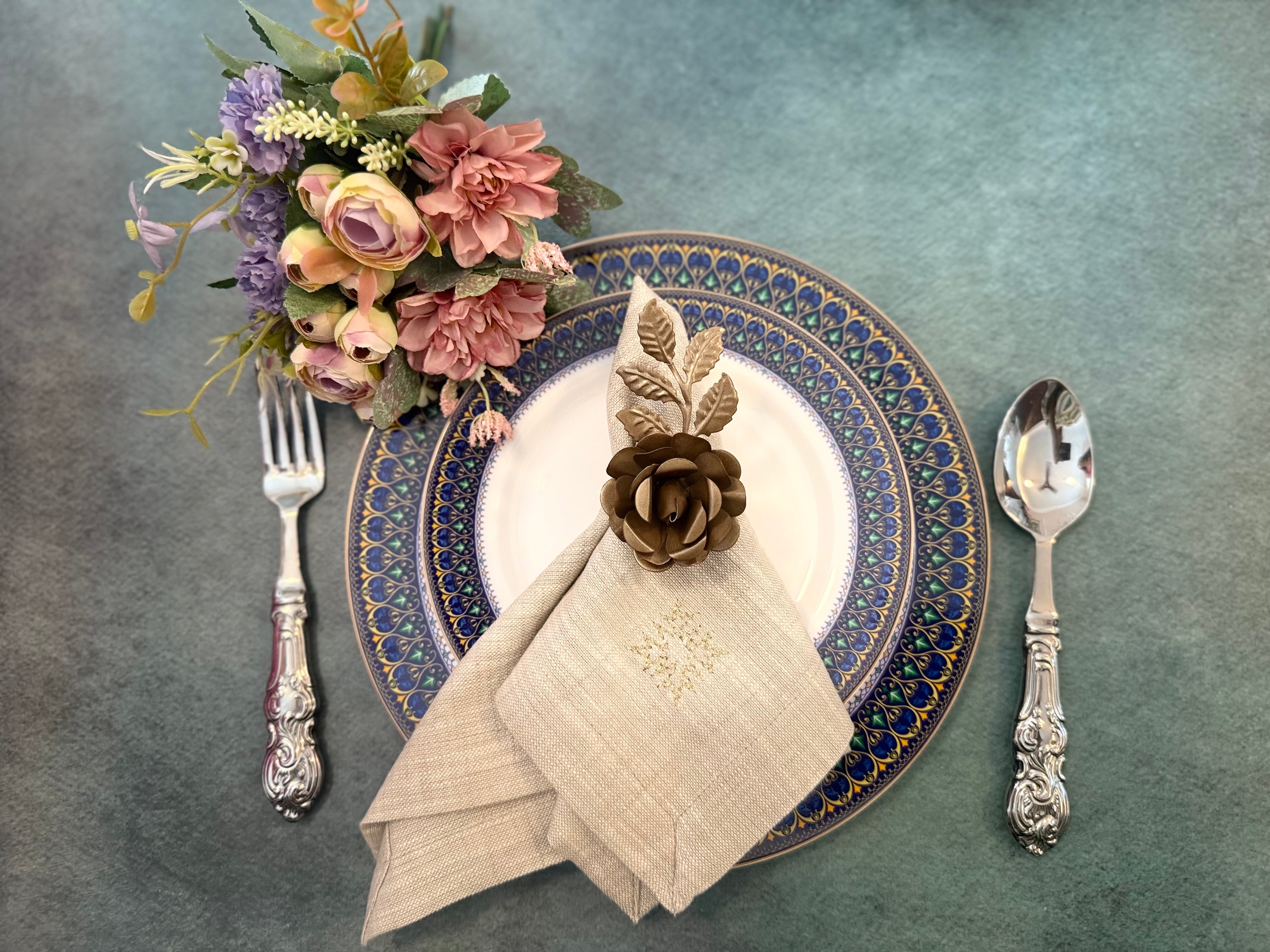 Floral Napkin Rings - Gold