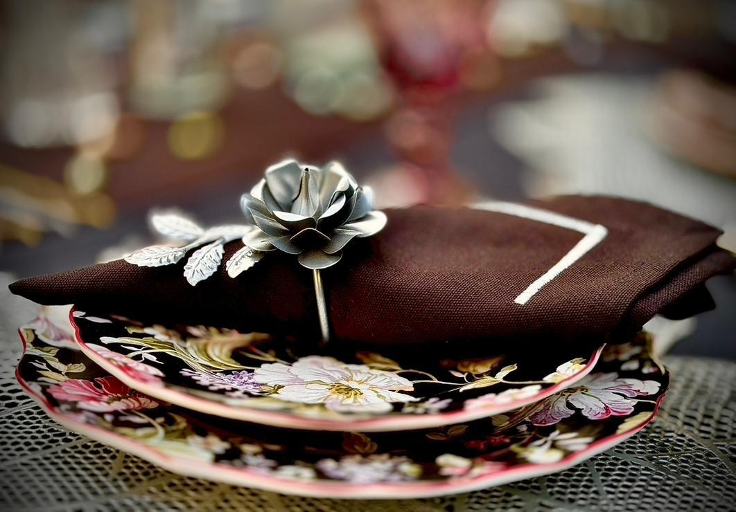 Floral Napkin Rings - Silver